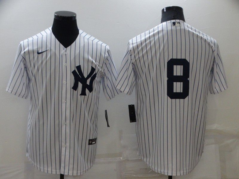 Men New York Yankees #8 No Name White Strip Game 2022 Nike MLB Jersey